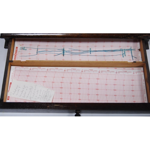 163 - J Lizars oak-cased barograph with label to the glazed case, 'J Lizars Ltd, Glasgow, Edinburgh', abov... 