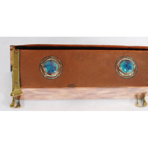 170 - Arts & Crafts copper rectangular box in the manner of Albert Edward Jones, the hinged domed cove... 