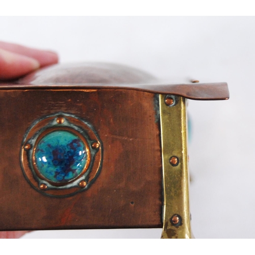 170 - Arts & Crafts copper rectangular box in the manner of Albert Edward Jones, the hinged domed cove... 