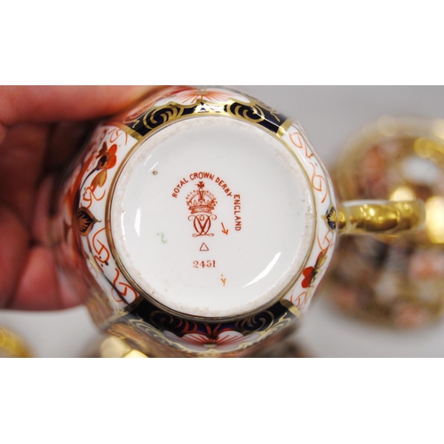 221 - Royal Crown Derby 'Old Imari' pattern porcelain tea set for four, comprising a teapot with cover, fo... 