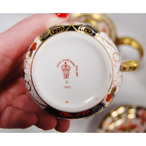 221 - Royal Crown Derby 'Old Imari' pattern porcelain tea set for four, comprising a teapot with cover, fo... 