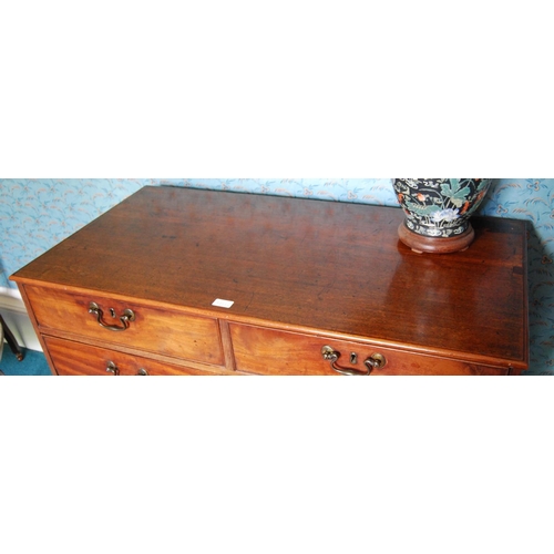 332 - George III Scottish mahogany chest of two short and three long drawers, on bracket feet, 88cm high, ... 