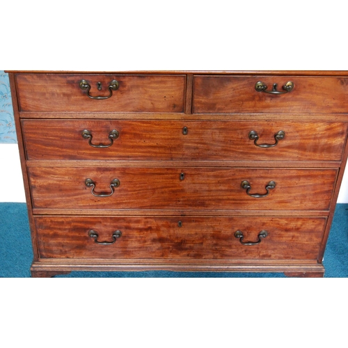 332 - George III Scottish mahogany chest of two short and three long drawers, on bracket feet, 88cm high, ... 