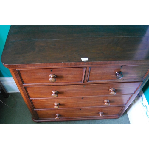 336 - 19th century mahogany chest of two short and three long drawers, 102cm high, 105cm wide and 48cm dee... 