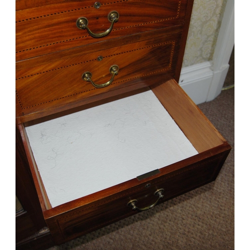 338 - Edwardian composite inlaid mahogany four-piece bedroom suite comprising a wardrobe, dressing chest f... 