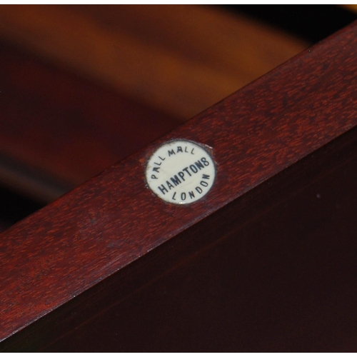 340 - Edwardian inlaid mahogany pot cupboard with label to the interior for Hamptons, Pall Mall, London, 7... 