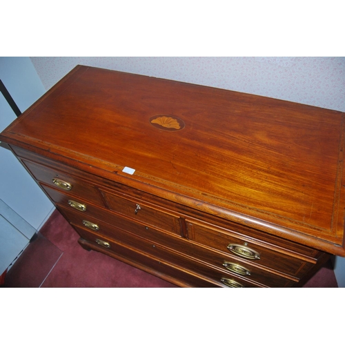 341 - George III inlaid mahogany chest of drawers, with a single frieze drawer over three short and three ... 