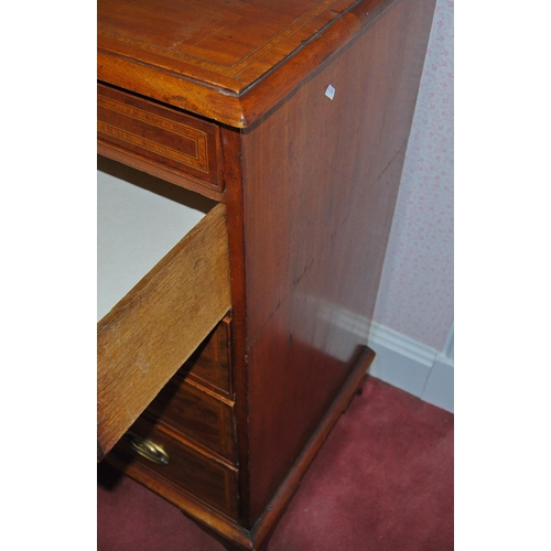 341 - George III inlaid mahogany chest of drawers, with a single frieze drawer over three short and three ... 