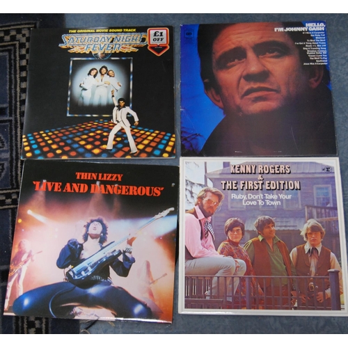 127 - Collection of vinyl LPs to include Johnny Cash, Thin Lizzy, Kenny Rogers, soundtracks, Demis Roussos... 