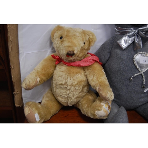 16 - Three assorted teddy bears to include Arlesford Crafts Ltd., CNC and another.  (3)