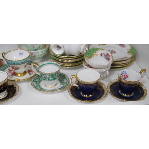 169 - Cabinet cups and saucers to include Foley, Staffordshire, Paragon part tea set, Foley cream and suga... 