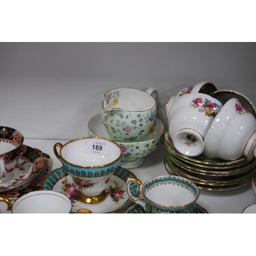 169 - Cabinet cups and saucers to include Foley, Staffordshire, Paragon part tea set, Foley cream and suga... 