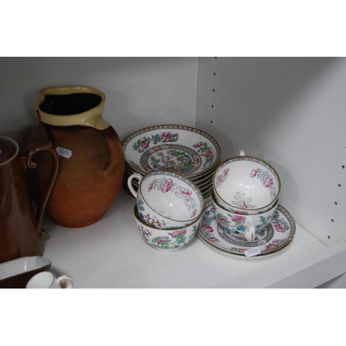 181 - Part Coalport 'Indian Tree' tea set, terracotta jug, kitchenalia, yellow glazed teapot, jug, cups an... 