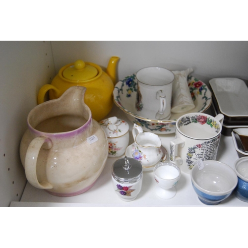 181 - Part Coalport 'Indian Tree' tea set, terracotta jug, kitchenalia, yellow glazed teapot, jug, cups an... 