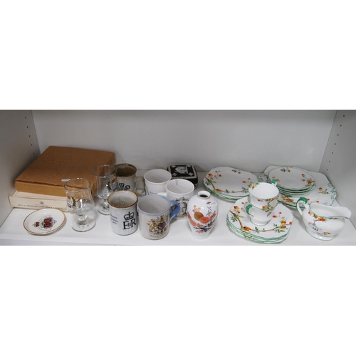 183 - Royal Paragon 'Orchard' pattern part set, Wedgwood box and cover, commemorative mugs, oriental-style... 