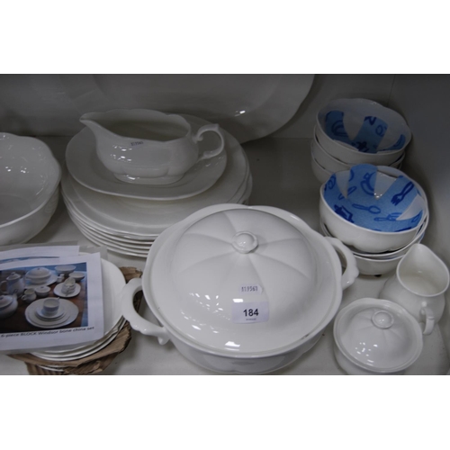 184 - Windsor bone china six-place dinner set (one shelf).