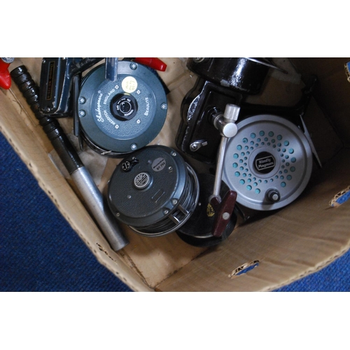 19 - Collection of fishing and boat reels to include Shakespeare Beaulite, Speedex Mastertime, Rimfly Mag... 