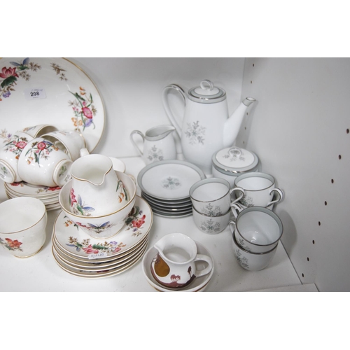 208 - Wedgwood 'Sandon' part tea set, Noritake six-place part coffee set, Colclough part tea set and a Roy... 