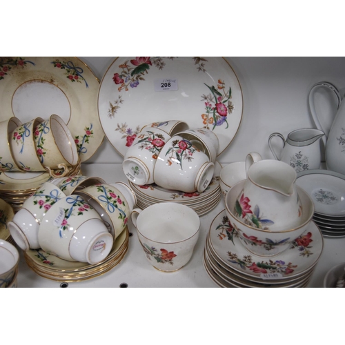 208 - Wedgwood 'Sandon' part tea set, Noritake six-place part coffee set, Colclough part tea set and a Roy... 