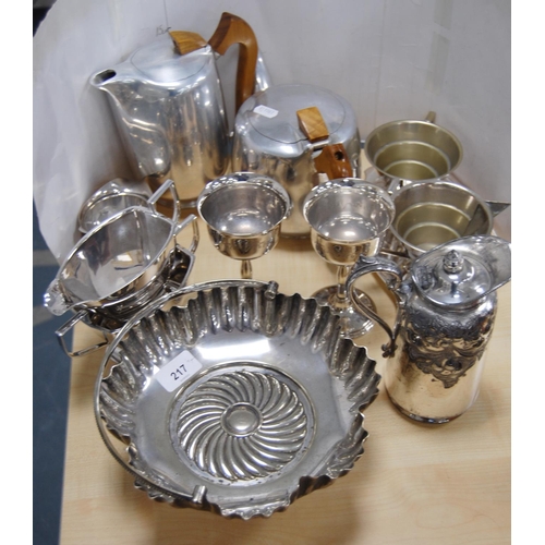 217 - Collection of EP to include two Picquot ware pots, matching cream and sugar, goblets, Art Deco cream... 