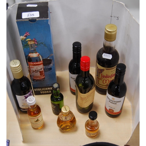 235 - Whisky, spirit and liqueur miniatures to include Dimple whisky, Famous Grouse, Bells, Dow's 1989 por... 