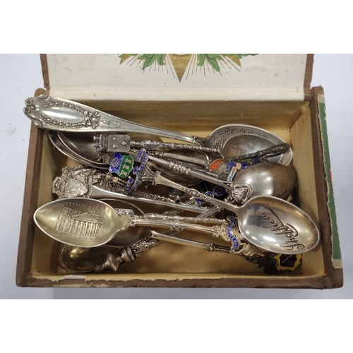 301 - Collection of mixed silver souvenir spoons to include some French examples, 246g gross.