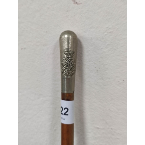 322 - Military swagger stick with white metal pommel, possibly Malacca.