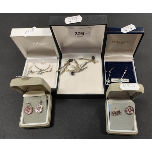 326 - Group of modern sterling silver jewellery, mainly earrings and pendants.