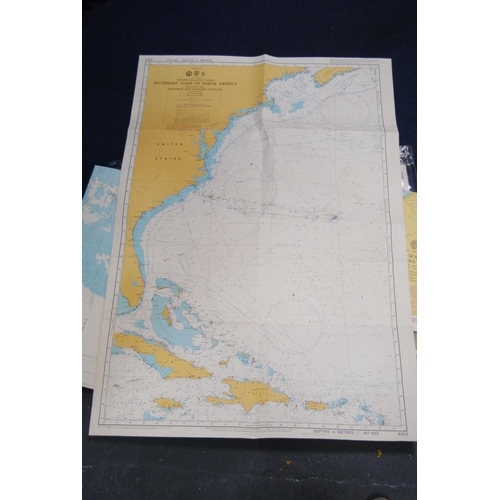 34 - Loose unframed marine charts to include Bermuda, The Western Part of the Solent, South East Coast of... 