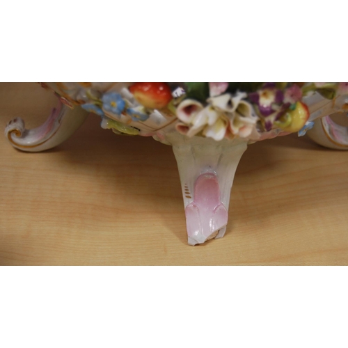 37 - Continental ceramic floral decorated bowl encrusted with flowers.