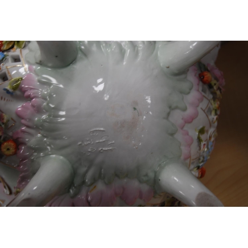 37 - Continental ceramic floral decorated bowl encrusted with flowers.