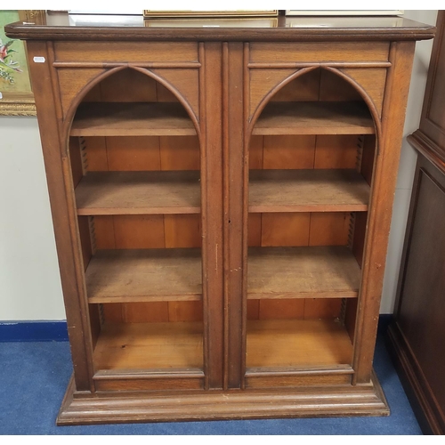 401 - Late Victorian mahogany two-door bookcase (lacking glazed inserts).