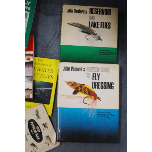 41 - Collection of books to include fish, angling, trout, salmon, fly fishing etc., and two cases of fly ... 