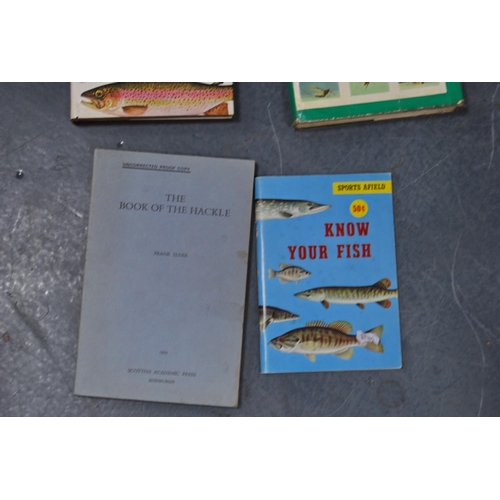 41 - Collection of books to include fish, angling, trout, salmon, fly fishing etc., and two cases of fly ... 