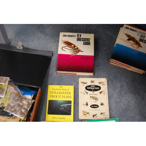 41 - Collection of books to include fish, angling, trout, salmon, fly fishing etc., and two cases of fly ... 