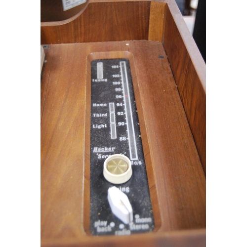 80 - Hacker walnut-cased sound system with Garrard turntable.