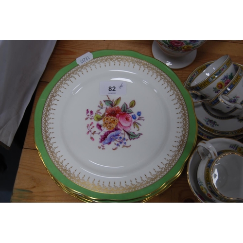 82 - Set of six Coalport cabinet or fruit plates with floral decoration and a Grosvenor part coffee set.&... 