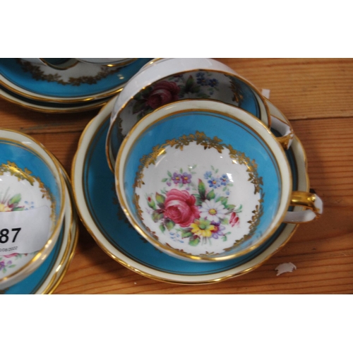 87 - Paragon six-place coffee set with floral decoration.  (12)