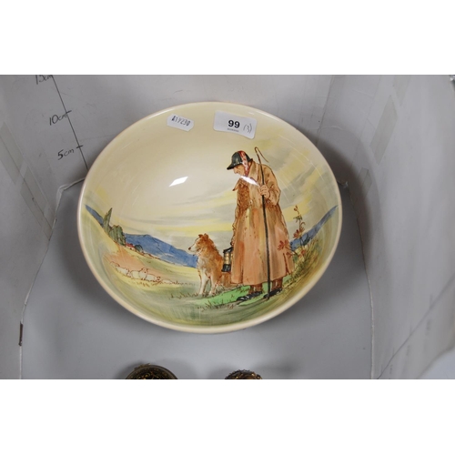 99 - Royal Doulton Series Ware bowl, 'The Cotswold Shepherd', Fabergé-style egg and a Past Times desk clo... 