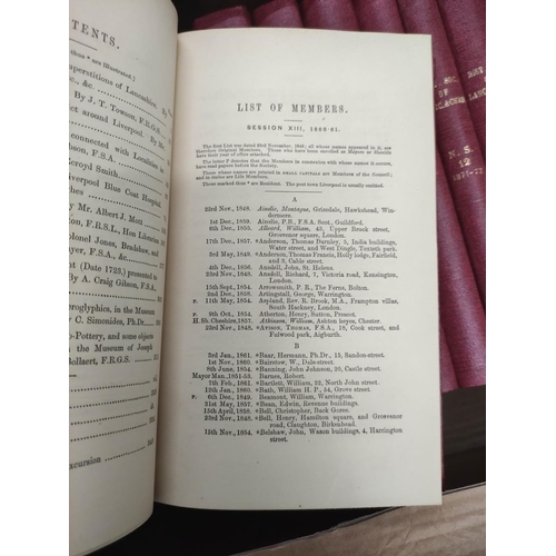 15 - HISTORIC SOCIETY OF LANCASHIRE & CHESHIRE.  Transactions, New Series. Vols. 1 to 13. R... 