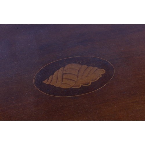 102 - Edwardian mahogany and inlaid twin handled tray with raised gallery of oval shape, 60cm long. 