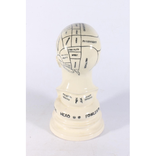 172 - Kensington Pottery Phrenology bust 'Fowler's Perfecto Phrenological Head', the base with 'Made for R... 