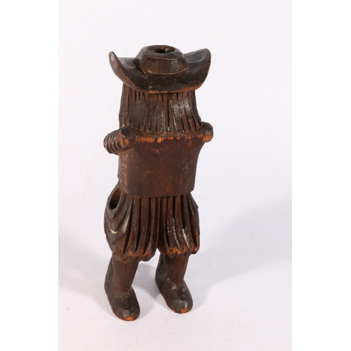 186 - Carved wood statue or candlestick in the form of a gentleman wearing clogs, probably Black Forest, 2... 