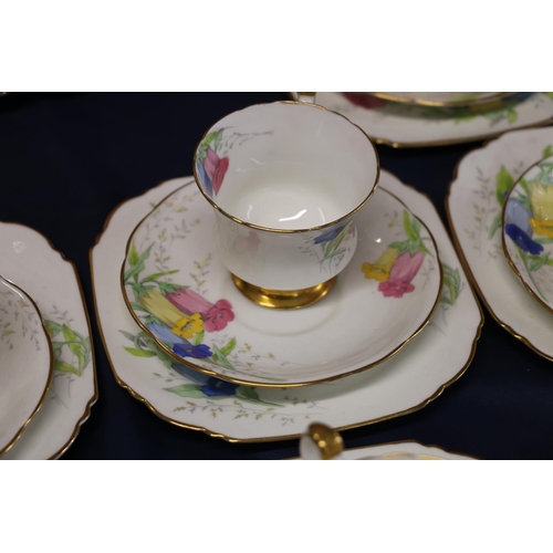 207 - Star Paragon bone china 'Canterbury Bell' pattern teaset, registration number 744170.