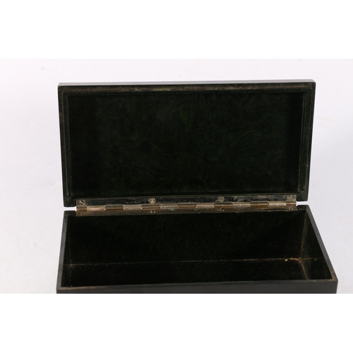 219 - Birkbys Ltd of Liversedge West Yorkshire, an Elo Ware green marbled Bakelite cigarette box, the top ... 