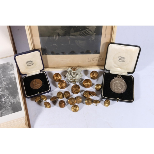 243 - Items related to Corporal Paddy Carey of the Highland Light Infantry to include a silver metal Highl... 