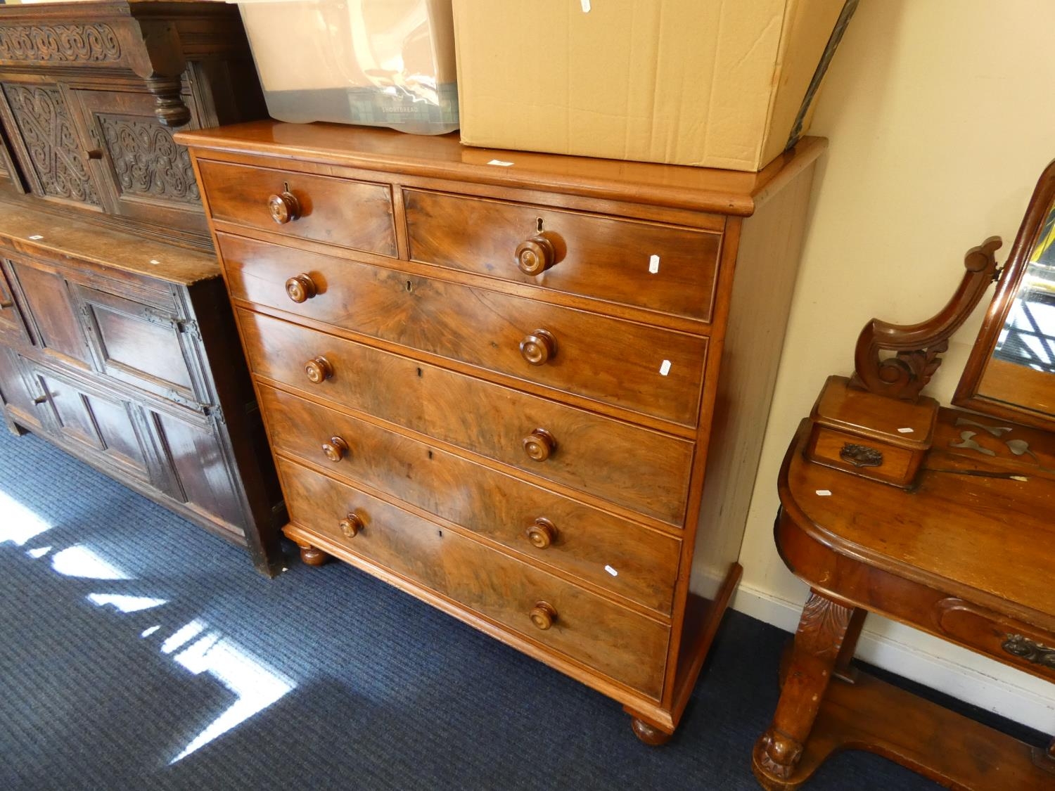Victorian two short over four long chest of drawers.