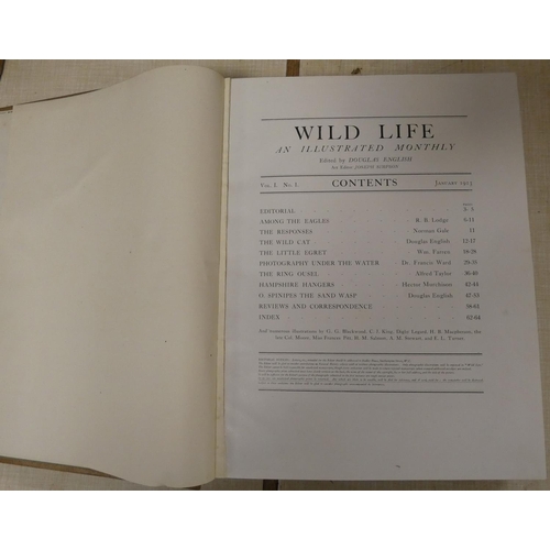 63 - ENGLISH DOUGLAS (Ed).  Wild Life, An Illustrated Monthly. Vols. 1 to 7 in five. Tipped in ... 