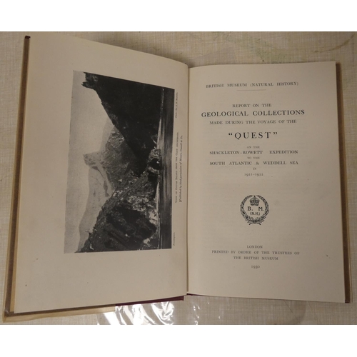 67 - BRITISH MUSEM (Pubs).  Report on the Geological Collections Made During the Voyage of the ... 