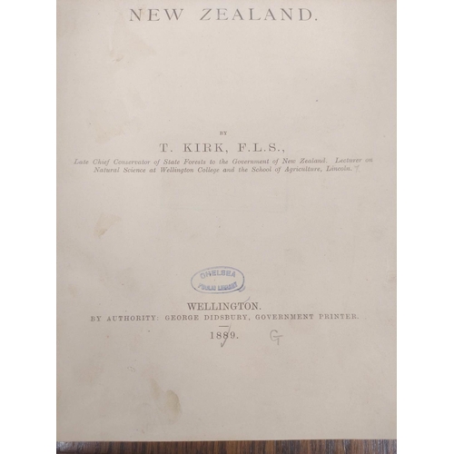 209 - KIRK T. The Forest Flora of New Zealand. Folio. Fldg. & other plates. Rebound green cloth. Ex li... 